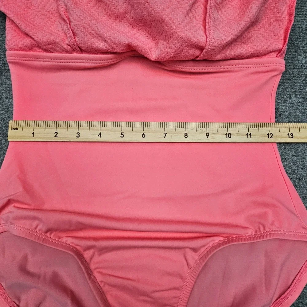Swim Solutions Swim Dress Womens 8 Guava Pink Bow Front Tummy Control New - Picture 8 of 11